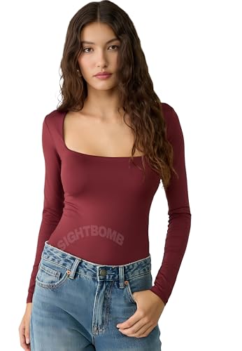 Image of SIGHTBOMB Trapezium Narrow Back Square Neck Microfiber Feather Touch Long Sleeve Cuddle Soft TOP for Women