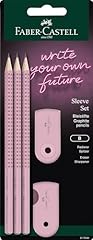 Faber-Castell 217084 - Set di matite Sleeve, con temperino, gomma e 3 matite, Grip 2001 rose shadows