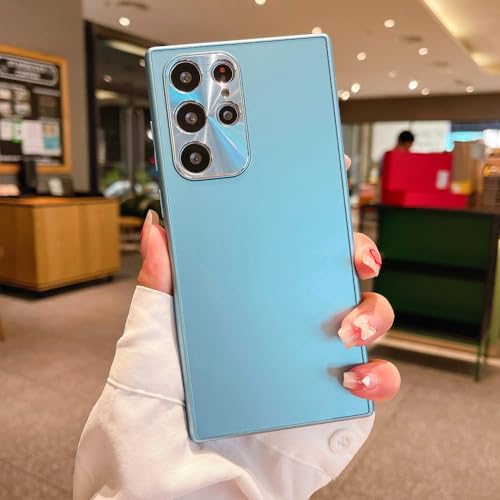 Coque Samsung Galaxy S22 Ultra rigide antichoc avec pare-chocs métal mat bleu