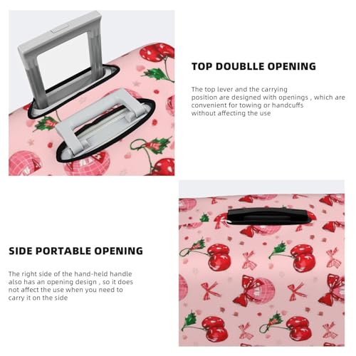 Travel Luggage Cover Cherry Disco Ball Bows, High Elasticity Washable Travel Baggage Protector Case Fits 22-24 in 5