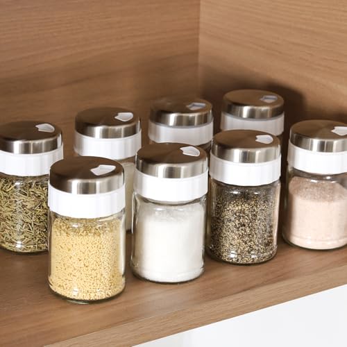 Image of Salt and Pepper Shaker Set (Pour Holde Mill) | Adjustable Pour Holes 3.4 oz Capacity Spice Shaker