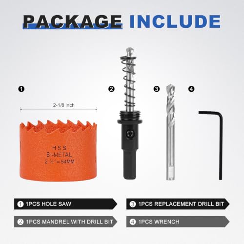 Image of 2-1 /8 Inch Hole Saw 2.125 inch Circle Drill Bit Wood Metal Drywall Plastic Pipe