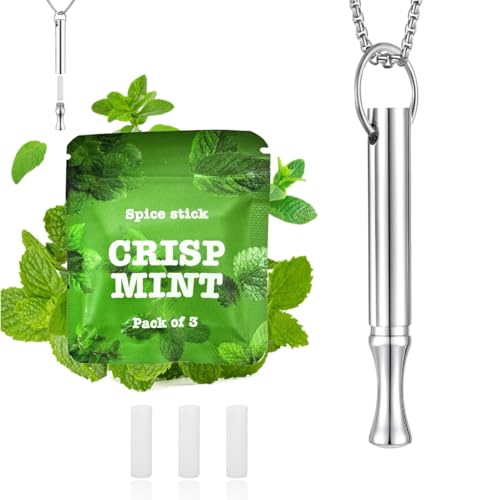Breathing Necklace to Quit Smoking and Vaping with Refillable Mint Pods Stop Smoking Aids Fidget Necklace for Anxiety Relief Smokeless Inhaler for Adults