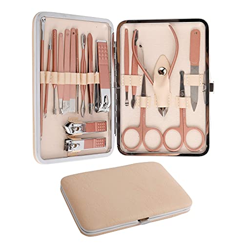 Patioer Manicure Set, Pedicure Kit, Nail Clippers, Professional Grooming Kit, Nail Tools 18 In 1 with Luxurious Travel Case For Men and Women