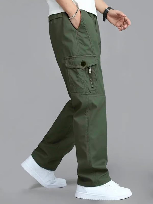 Image of DEELMO Men's Stylish Multi-Pocket Cargo Pants || Casual Fit Trousers || Stylish Cargo Trousers for Men || Men's Pants (MD506 01 04)