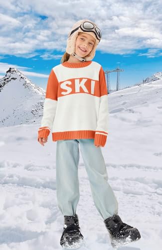 Yousify Girl's Ski Sweater Color Block Striped Long Sleeve Spring Fall Winter Knitted Pullover Jumper Tops 5-14 Years2