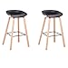 BenyLed Lot de 2 Tabourets de Bar avec Assise en Polypropylène et Pieds en Bois de Hêtre, Hauteur de l’Assise 75 cm, Noir
