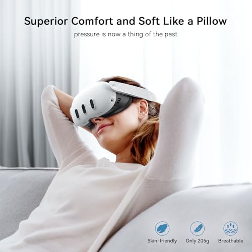 AMVR Facial Interface Compatible with Meta/Oculus Quest 3 Face Pad Accessories, with Soft PU Face Cushion Replacement and Breathable Ice Silk Cotton, Air-Circulation(Not for Q3S) - 5