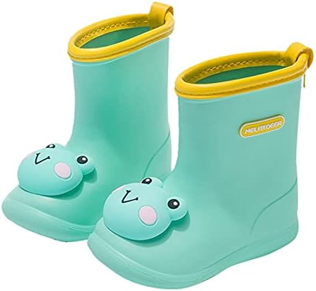 YONGFU Toddler Little Girls Boys Rubber Non-Slip Rain Boots Cartoon Waterproof Gardening Rain Shoes Boots Mud Boots 1-10Y (Green-6, 18-24Months)