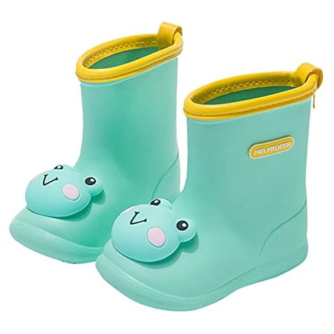YONGFU Toddler Little Girls Boys Rubber Non-Slip Rain Boots Cartoon Waterproof Gardening Rain Shoes Boots Mud Boots 1-10Y (Green-6, 18-24Months) Cover