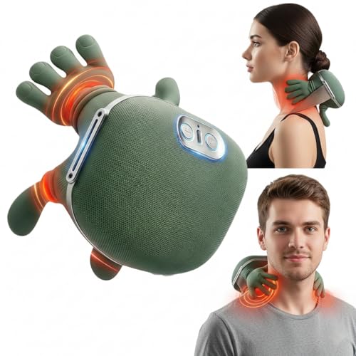 Image of Premium Bionic Heated Shiatsu Massager, Wireless Portable Electric Massager with 4D Deep Tissue Kneading for Neck, Shoulder & Back, Human Hand Simulation for Pain Relief & Muscle Relaxation (Green)