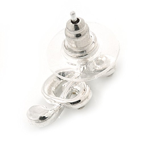 Colgante de clave de sol de cristal transparente con cadena plateada extensible y pendientes 6