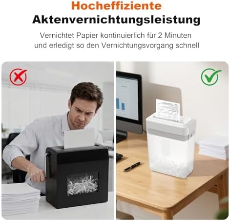 Bild 1 - Bonsaii Aktenvernichter, 6 Blatt (A5) Kreuzschnitt, P-4 Hochsicherheit mit 6L Behälter, für Papier, Kreditkarten, Büro- & Heftklammern, C292-A