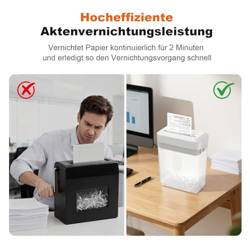 Bonsaii Aktenvernichter, 6 Blatt (A5) Kreuzschnitt, P-4 Hochsicherheit mit 6L Behälter, für Papier, Kreditkarten, Büro- & Heftklammern, C292-A