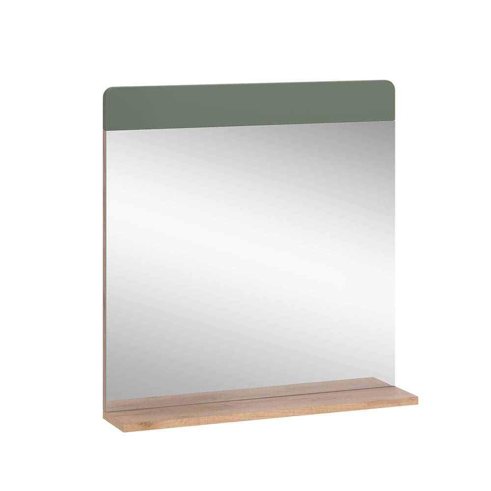 Vicco Bathroom mirror Izan, Green/golden oak, 60 x 62 cm