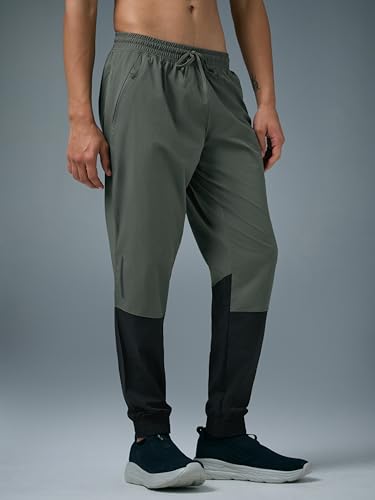 Image of TECHNOSPORT Mens Woven Regular Fit Activewear Joggers for Running, Gym, Sports and Regular Use Stretchable, Colorblock and Antimicrobial