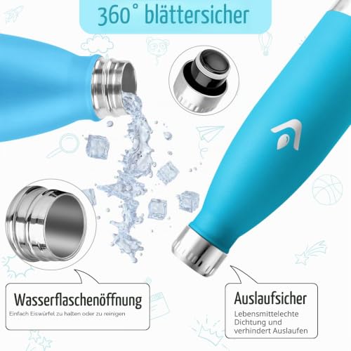 HoneyHolly Trinkflasche Edelstahl 500ml, BPA-frei, Thermosflasche, 18/8 Edelstahl, Wasserflasche Kinder, Doppelwandig Vakuumisoliert… – Ansicht 4