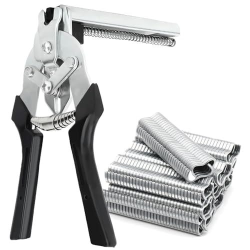 Linxor - Pince à agrafes rapides pour grillage, clôture + 1200 agrafes - Gris