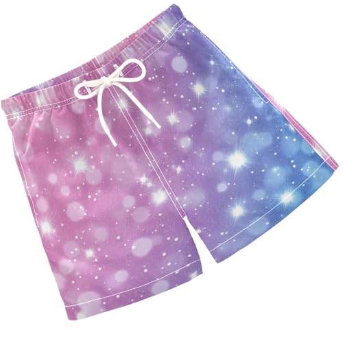 Pigsaly Boys Swim Trunks Purple Lavender Blue Gradient Flash Glitter Boys Board Shorts Swimsuit Swimwear Bathing Suit XS