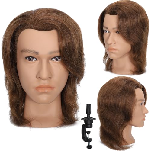 TKIMHEQ 12" Male Mannequin Head with 100% Human Hair Haircut