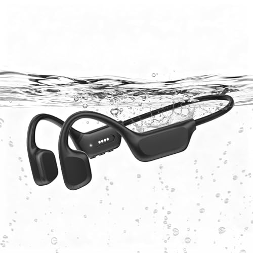 ZOVIMAX Militär Knochenschall Kopfhörer, Bluetooth 6.0, IP68 Wasserdichte Schwimmen Sportkopfhörer mit MP3-Player 32G Speicher, 12h Laufzeit Windschutz Open Ear Sportkopfhörer, Schwimmen/Laufen/Radeln