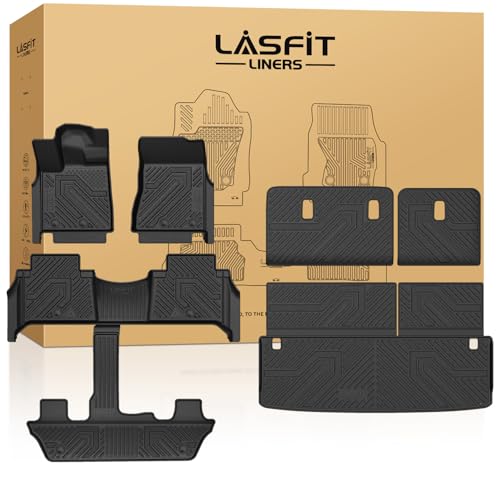 LASFIT Floor Mats & Seatback Mats & Cargo Mat for Nissan Armada 2025-2026 / Infiniti QX80 Fit 7seats (Not Fit 8 Seats), Custom Fit All Weather TPE Easy Clean Durable Floor Liners Car Mats,Black