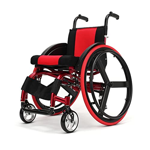 YAZURI Fauteuil Roulant de Sport, Fauteuil Roulant automoteur léger et Pliable (13 kg), Absorption des Chocs + Dossier réglable + Coussin en Maille nid d'abeille + Anti-basculement