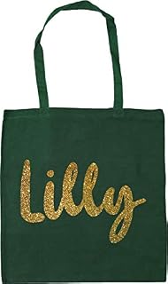 Hippowarehouse Personalised name Glitter Tote Shopping Gym Beach Bag 42cm x38cm, 10 litres