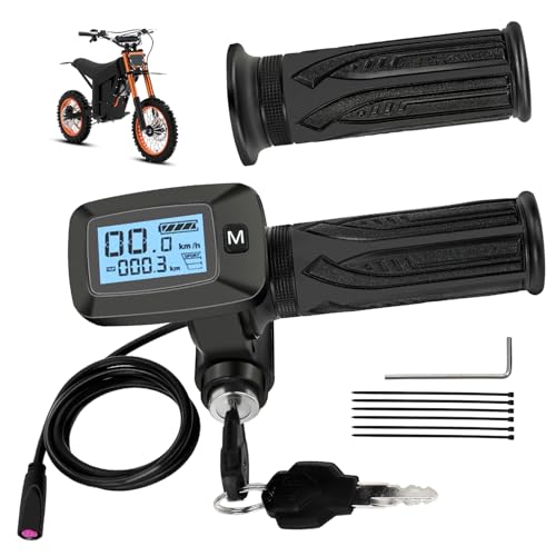 SHIQINHA 48V Throttle with M Button Replacement for Tutto Tutti Tuttio Soleil01 Electric Dirt Bike, Ebike Twist Throttle Handlebar Grips with Integrated Display Key 7 Pin Plug E Bike Parts