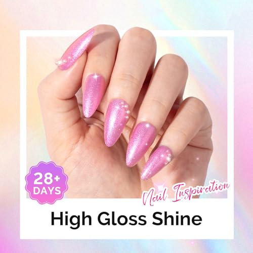 Image of MelodySusie Jelly Pink Aurora Shimmer Gel Nail Polish, 0.5fl oz Soak Off UV LED Holographic Hot Pink Glitter Gel Polish Gift for Women Nail Art Manicure Salon DIY Nail Design Decoration at Home-G2610