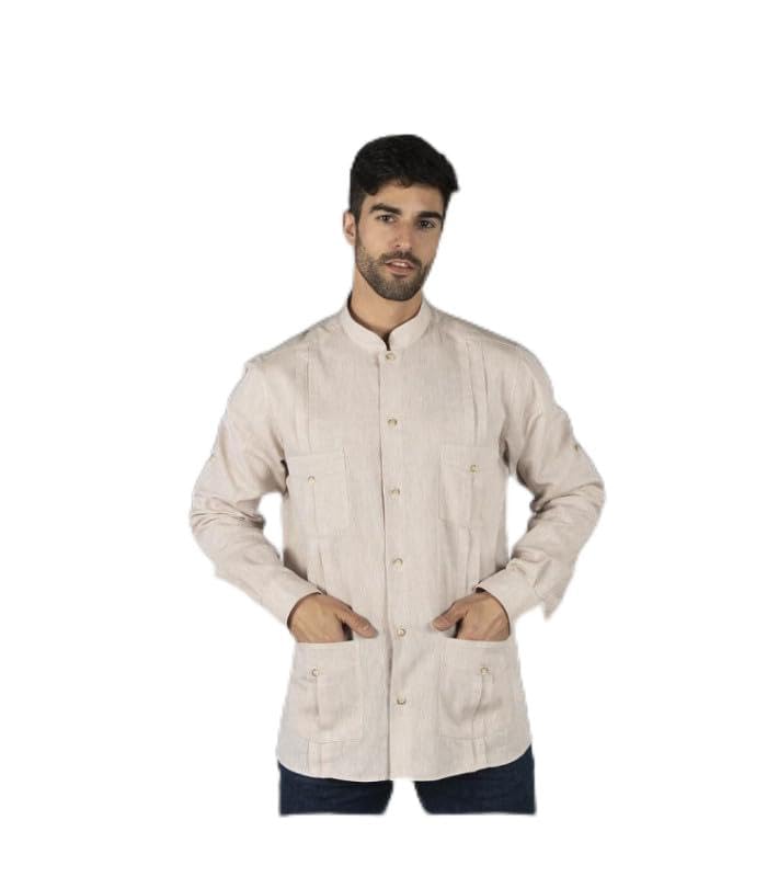 Guayabera de lino y algodón premium Gary's con elegante cuello mao