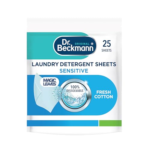 Dr. Beckmann Laundry Detergent Sheets Sensitive | For Sensitive Skin| Pre-dosed | 25 sheets