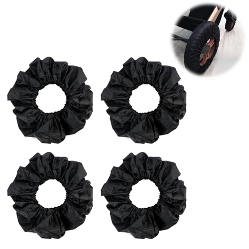 4 Pack Baby Stroller Wheel Cover Black Wheelchair Wheel Tire Protector for Child Kid Baby Stroller Jogger Wheels Covers Noise Reducing & Anti Scratch Cart Wheel Tire Protectors Accessories L