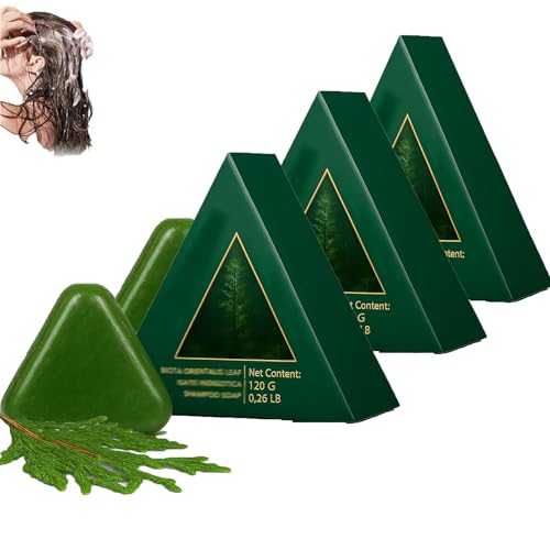 Nature Triangle Shampoo Bar, Natural Plant-Based Solid Shampoo, Rich Foam, Gently Cleanses and Nourishes Hair, Suitable for Most Hair Types (3Pcs)
