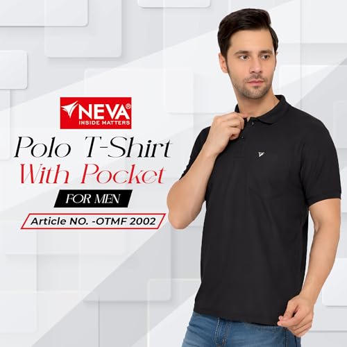 Image of NEVA Men's Regular Fit Half Sleeve Polo Neck T-Shirt with Chest Pocket