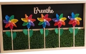 Extra Large Sensory Board for Wall/Activity Board Breathe - Pinwheel Flowers in Grass.