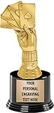 Crown Awards Cribbage Hand Trophies with Custom Engraving, 6.75' Personalized Cribbage Hand Trophy On Deluxe Round Base 1 Pack Prime
