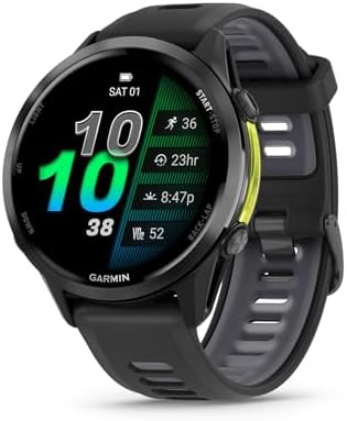 Garmin® Forerunner® 970, Premium GPS Running and Triathlon Smartwatch, AMOLED Display, Built-in LED Flashlight, Carbon Gray DLC Titanium with Black Case and Black/Translucent Whitestone Band