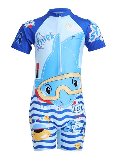 Image of FABSPORTS Kids Swimsuit Set Printed One-Piece Swimwear for Boys & Girls, Half Sleeve Bathing Suit, Comfortable Swimming Costume for Children, 2-12 Years