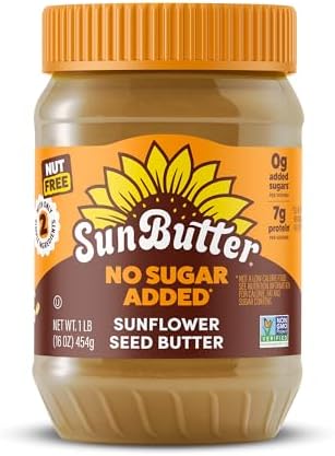 SunButter No Sugar Added Sunflower Seed Butter, Nut Free Spread, 16 Oz | 7g Plant-Based Protein, Roasted Rich & Savory Flavor, Smooth Texture, gluten-free, Vegan, Kosher & Non-GMO