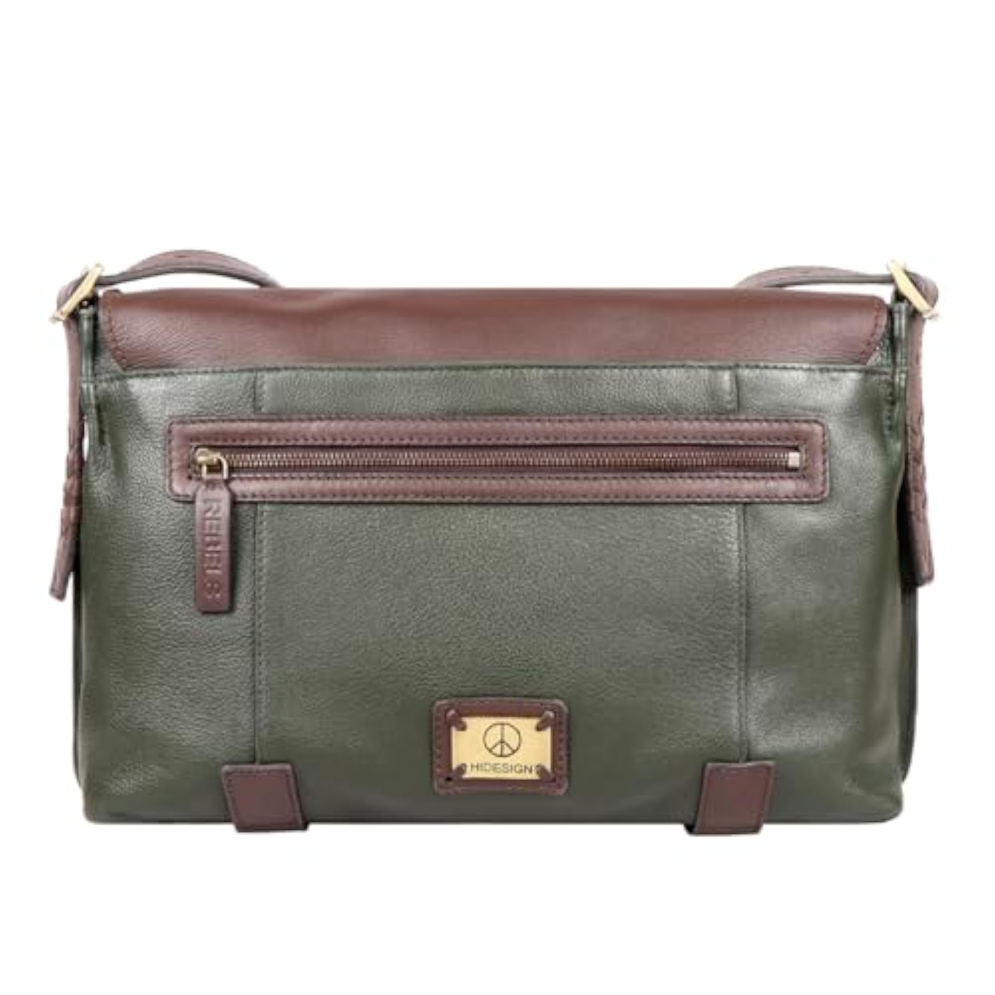 Women's Olive Leather Large Messenger Bag