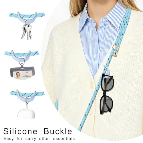 UKON Cell Phone Lanyard,Crossbody Lanyard and Wrist Strap Premium Metal Buckle Phone Charms with 2 X Clear Patch Compatible with All Smartphone(LightBlue) by UKON - Used condition - Image 5