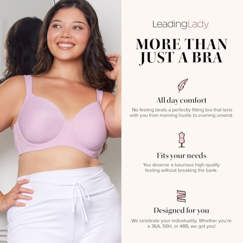 Image of Leading Lady, Brigitte Full Coverage, Underwire, Lightly Padded T-Shirt Bra, Side & Back Smoothing, Adjustable Straps,36A-54G