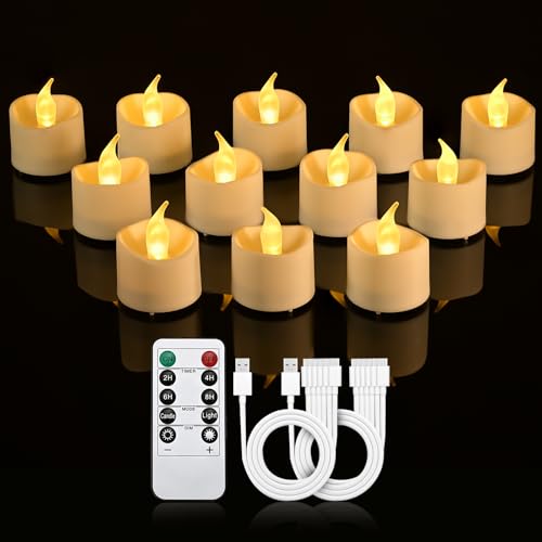 cimetech 12er Led Teelichter Wiederaufladbar mit Timer Fernbedienung LED Kerzen Aufladbar Flackernd mit 2 x 6-Port USB-C Kabel für Zuhause, Zimmer, Tisch, Halloween Weihnachtsdeko cimetech 12er Led Teelichter Wiederaufladbar mit Timer Fernbedienung LED Kerzen Aufladbar Flackernd mit 2 x 6-Port USB-C Kabel für Zuhause, Zimmer, Tisch, Halloween Weihnachtsdeko