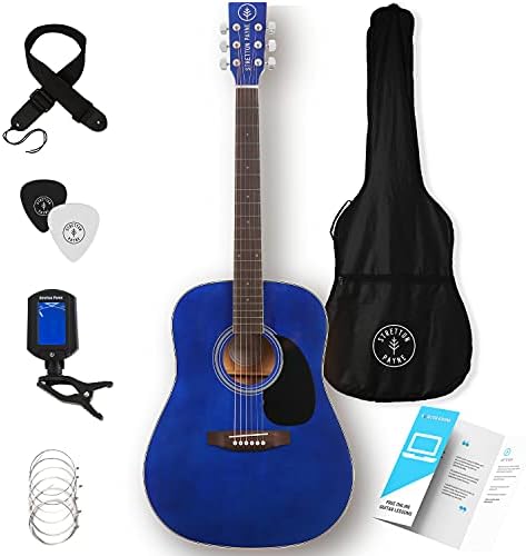 Stretton Payne Acoustic Guitar Full Size Dreadnought 41 Inch Steel String Package D1 - Includes Everything a Beginner Needs To Get Started Playing Guitar - Sunburst