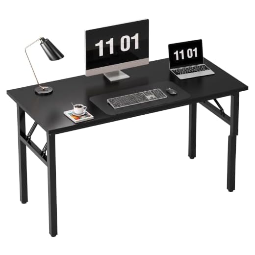 Need Computer Desk Office Desk 47 inches Folding Table with BIFMA Certification Computer Table Workstation No Install Needed, Black Brown