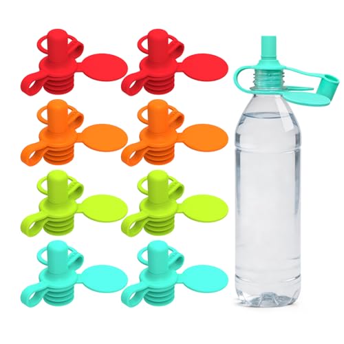 Image of Morlike Baby Water Bottle Cap Silicone Bottles Top Spout Adapter Replacement for Toddlers Kids and Adults, Protects Kids Mouth - No Spill & BPA Free (Mix - 8 Pack)