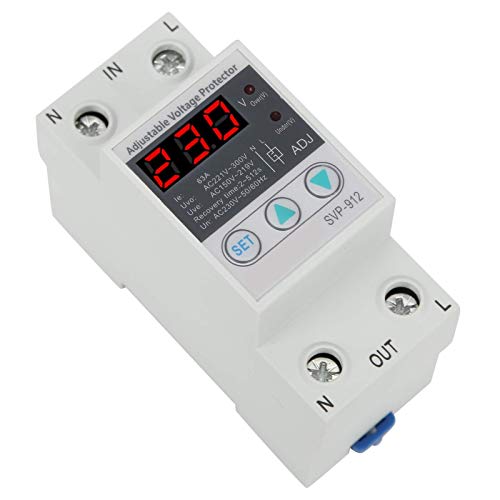 Image of Voltage Protector Adjustable Under Over Voltage Protection, Voltage Output Stabilizer for Home Office Appliance, Protector Current Stabilizer Voltmeter for House Protection(63A)