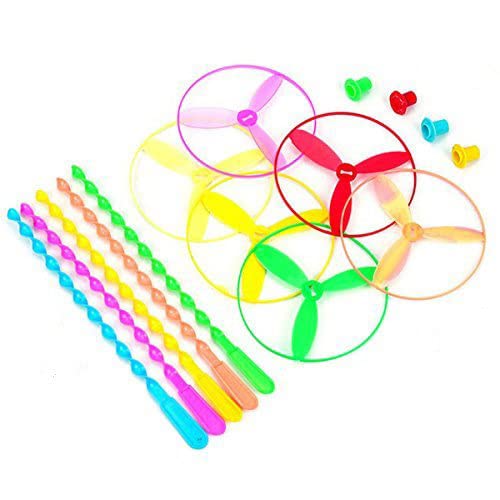 HYSTYLE Dragonfly Toy Plastic Twisty Flying Saucers Spinning Shooter Flying Disc Toys for Children - Package of 20 Assorted Colors