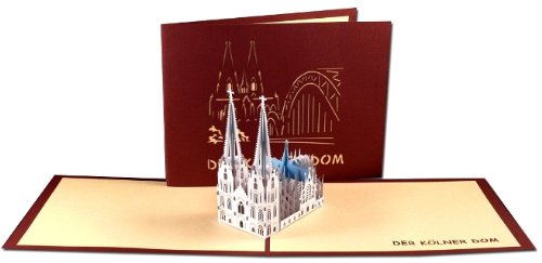 LIN Pop Up 3D Greeting Card for Architecture Enthusiasts, High Cathedral of St. Peter (Kölner Dom), large card (6 x 7.8 inches), (#169)